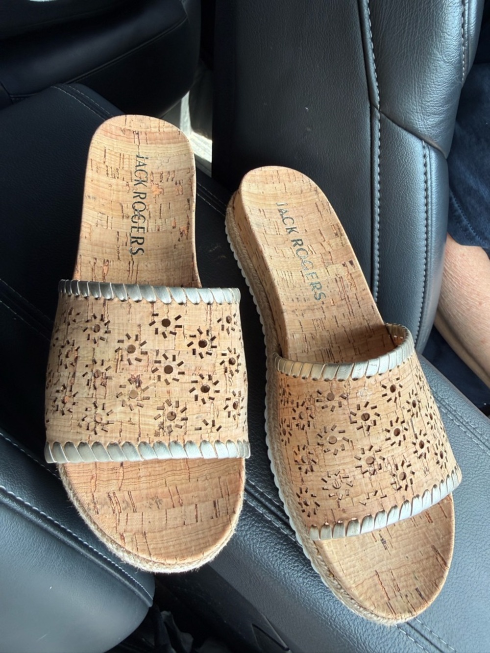 Jack Rogers Natural Cork Laser-Cut Slide Mules